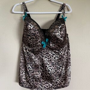 Cacique Seriously Sexy Collection Corset Top Cheetah Print/ Black Lace Sz 22/24